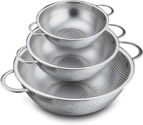 Ssfs-04 P&p Chef Colander Set Of 3 Stainless Steel Micro-perforated Colanders Strainers