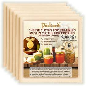 Packardi 070002286264 6 Pcs Grade 100 Cheese Cloths 20x20 Inch Reusable And Washable Cheesecloths