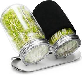 Palksky 445037352372 Sprouting Kit With Stainless Steel Screen Lids And Glass Mason J
