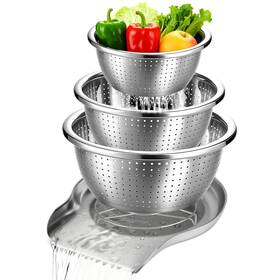 Drainer-1089-1 Palksky Stainless Steel Colander Set With Self-draining Base 3 Sizes Colanders And Foo