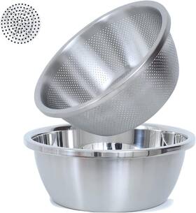Paoli00001 Paoli 445025242210 304 Stainless Steel Microporous Colander 2 Quart Large Capacity With Mixing Bowl For
