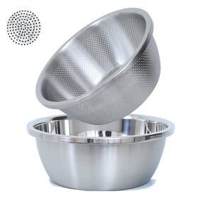 Paoli 768434084415 304 Stainless Steel Microporous Colander 1.5 Quart Large Capacity With Mixing Bo