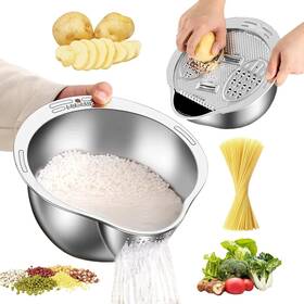 Fy007 Parts Rice Washer Strainer Bowl With Grater Multipurse Stainless Steel Colander Fy007 Parts Rice Washer Strainer Bowl With Grater Multipurse Stainless Steel Colander