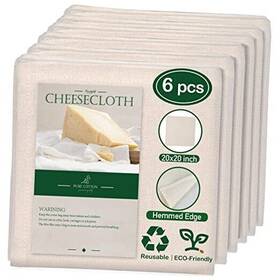 Partyreal 767410023882 6 Pack 20x20 Inch Hemmed Cheesecloth 100% Unbleached Cotton Fabric Ultra Fine