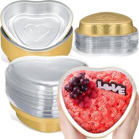 B08x17z28z Patelai 25 Set Valentines Day Large Foil Heart Shaped Cake Pans With Lid 22.7 O