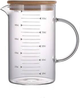 Wer-789 Patoper 1l Glass Measuring Cups Jugs With Lid Large Pitcher Beaker Clear