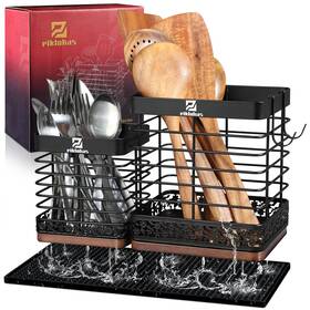 Tg6123-b Piklohas Kitchen Utensil Holder Set Of 2 6.4ftft 4.5ftft Matte Black Metal Cooking Utensi