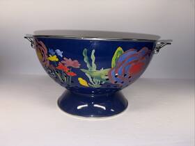 Nb97 Pioneer Woman Colander Strainer Celia Cobalt Blue Enamel 5 Quart Heavy Gauge Steel