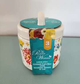 Pws196881814440 Pioneer Woman The Blooming Bouquet Enamel-on-steel Grease Strainer