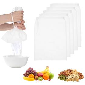589115 Piriuuo 5 Pcs Nut Milk Bag Food Grade Strainer Reusable Nylon Cheese Cloth Ba