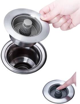 Pollock 445022387389 3 -in-1 Kitchen Sink Stopper Strainer 304 Stainless Steel Pop Up An