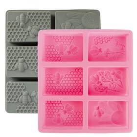 Pj-mold-06 Pongja 2pcs Honeycomb Bees Silicone Molds 3d Bee Shape Soap 6 Cavity Rectang