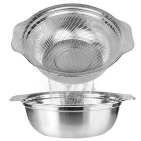 Co-3qt-201 Popgrade Stainless Steel Colander For Kitchen 2.5 Quart Rice Washer Strainer With Mixing Bowl