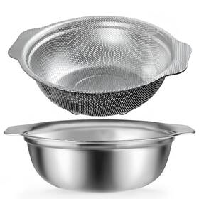 Co-4qt-201 Popgrade Stainless Steel Colander With Handle 3.5 Quart Rice Washing Strainer Mixing