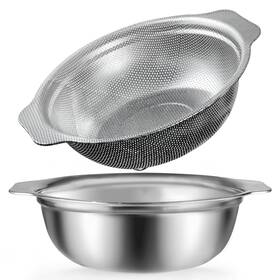 Co-5qt-201 Popgrade Stainless Steel Colander 4.5 Quart Large Capacity With Mixing Bowl Rice Washing