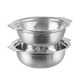 Co-6qt-201 Popgrade Extra Large 6 Quart Stainless Steel Colander Capacity Rice With Mixin