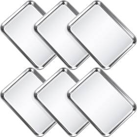 B09z6lc782 Potchen 6-pc Baking Sheet Set Stainless Steel Cookie Toaster Oven Pans 9x6.7 Inch