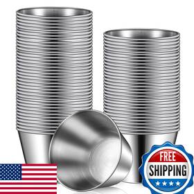 B0b3my1853 Potchen 60x 2.5oz Stainless Steel Sauce Cups Ramekins Metal Dipping Souffle Cup