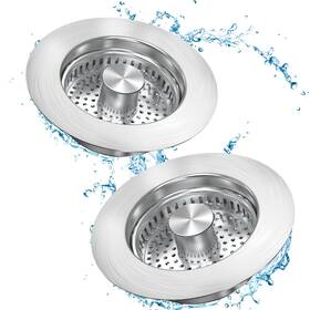 Ttx49-2 Powersir Upgraded 3 In 1 Kitchen Sink Drain Strainer Stopper Brushed Stainless Steel Sus