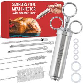 Ss-20-2 Premiala 304-stainless Steel Meat Injector - With Marinade Straw 4 Needles ... Fast Ship