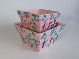 Prima Designs 679215324029 2 Ceramic Berry Colander Baskets Multicolor Floral Berries Pair