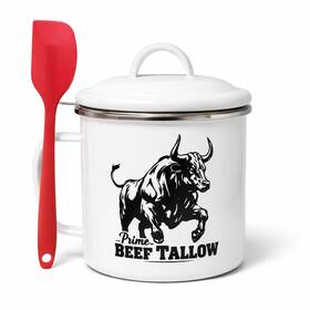 Prime Beef Tallow Btgc40r Container With Strainer For Fat Storage 40 Floz 1.1