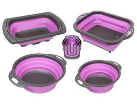 Pc-os-10ks Purplechef 10 Pcs Collapsible Kitchen Silicone Over The Sink Strainer Colander Mixing