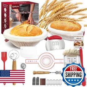 B0fskgzx46 Qalvyn Sourdough Bread Baking Supplies Starter Kit With Cotton Rope Oval And R