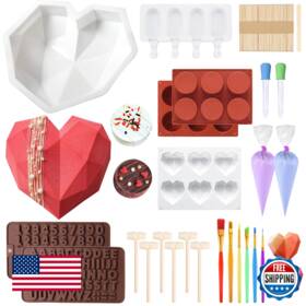 B093h6k1zf Qefuna Heart Shaped Chocolate Mold Set Includes Round Cylinder Candy Cavities Hear