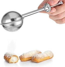 575592 Qianyu 1 Powder Powdered Sugar Shaker One-handed Operation Flour Duster Baking Dispenser Steel