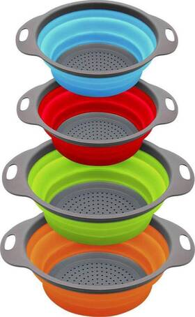 Qimh 723990622419 Collapsible Colander Strainer Set Of 4 2 Pc Quart 1 Gal 0.5