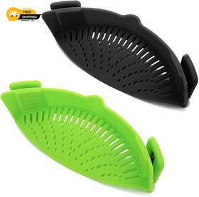 Qiunizadila 726084991590 2 Pcs Clip On Strainer Pot For Pasta Meat Vegetables Fruit Silicone S