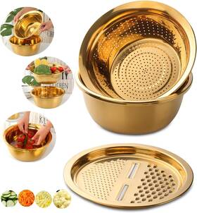 Qobimoon 373312348171 3pc/set Colander Set Stainless Steel Vegetable Slicer Fruit Potato P Qobimoon 373312348171 3pc/set Colander Set Stainless Steel Vegetable Slicer Fruit Potato P