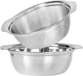 Paoli20230816 Quantumcraft Premium Grade 304 Stainless Steel Microporous Colander With Handle Rice Washers Strainer Set