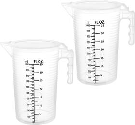 Qs32449 Qwork 2 Pack 32oz 1 Quart Measuring Pitcher - Plastic Multipurpose Clear