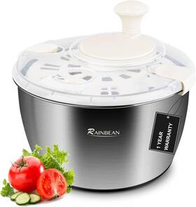 Rainbean 744759491817 Salad Spinner Stainless Steel Large Multi-use Lettuce Wash Spi
