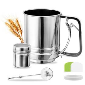 22418656 Ranjaner Flour Sifter 3 Cup Stainless Steel Great Double-layer Baking Sifters 22418656 Ranjaner Flour Sifter 3 Cup Stainless Steel Great Double-layer Baking Sifters