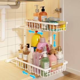 Rl0036-wh Realinn Under Sink Organizer Height Adjustable 1 Pack White