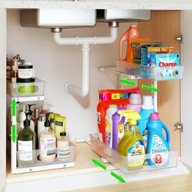 Rl0043-2 Realinn Under Sink Organizer Height Adjustable 2 Pack Clear