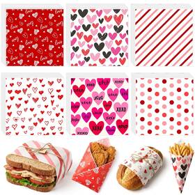 B0g3pxry5q Reallnaive 300 Pcs Valentine Wax Paper Sheets For Food 12 X Inch Red Heart Pa