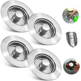 Reallnaive-strainers-2 Reallnaive 4 Pack 3 In 1 Kitchen Sink Drain Strainer 304 Stainless Steel Pop Up Sto