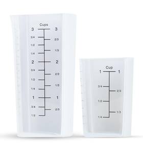 Relyz Ga-196642a Measuring Cup Set - 2-piece 1-cup And 3-cup Capacity With Small Light Grey