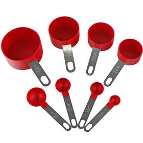 Reston Lloyd 036588056603 8pc Measuring Cups And Spoons For Dry Standard Measurements Red