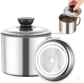 Riipoo 711181044331 Grease Container For Kitchen 34oz Bacon Saver With Strainer 410