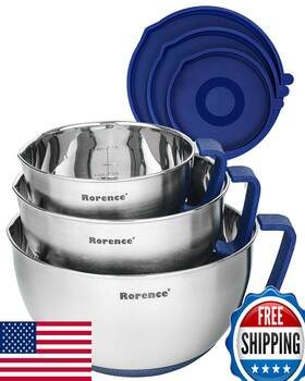 B08yqxwk23 Rorence Mixing Bowls Set Stainless Steel Non-slip With Pour Spout Handle