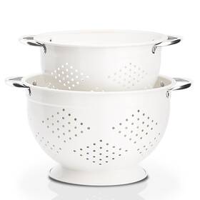 K-10n-r Rorence Powder Coated Steel Colanders 3 Quart And 5 Set Of 2 - White K-10n-r Rorence Powder Coated Steel Colanders 3 Quart And 5 Set Of 2 - White