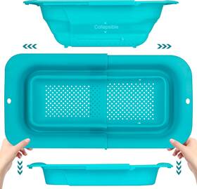 Sksd089al1 Rottogoon 7 Quart Collapsible Colander Strainer Expandable Over The Sink Blue