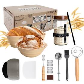 B0d89vl28h Ruilemei Sourdough Starter Kit With 2 Silicone Banneton Baskets Borosilicate Jar 9 Items B0d89vl28h Ruilemei Sourdough Starter Kit With 2 Silicone Banneton Baskets Borosilicate Jar 9 Items
