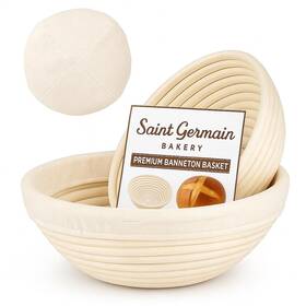 B0dfxrdxrl Saint Germain Bakery Premium Round Bread Banneton Basket With Liner Set Of 2 9 Inch