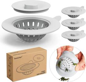 Sc-kt007 Sanmchuf Silicone Kitchen Sink Drain Catcher With Lid 4 Pack Grey Strainers For 3.1 3.9